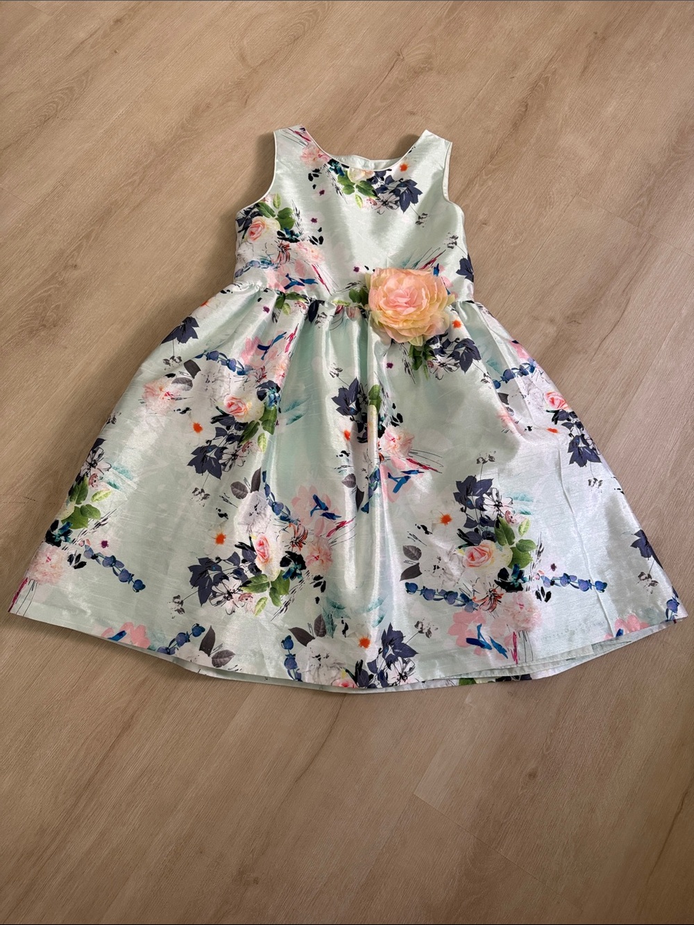 Pippa & Julie Mint Floral Fit-and-Flare Dress with Rosette